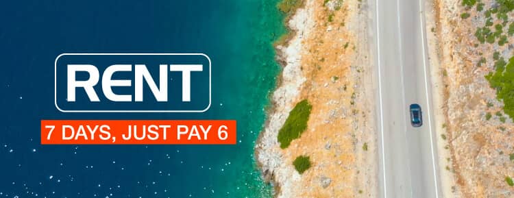 Rent for 7 days and only pay 6